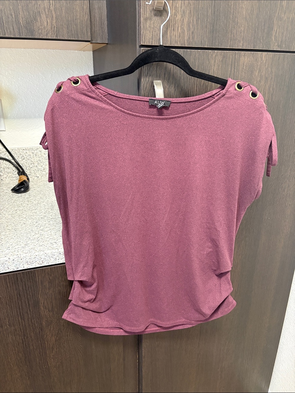 AUW Mauve Short Sleeve Tee with Shoulder Grommets